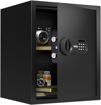 ApexArte® Kluis met Vingerafdruk - Brandwerend - Safe met Noodsleutel - Zwart