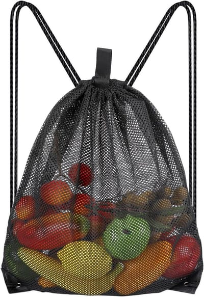 Dailygoods- Sporttas Duurzaam - Nettas 45 x 40 cm - Lichtgewicht - Ademend - Sneldrogend - Ideaal voor Zwemmen/Strand - Gymtas