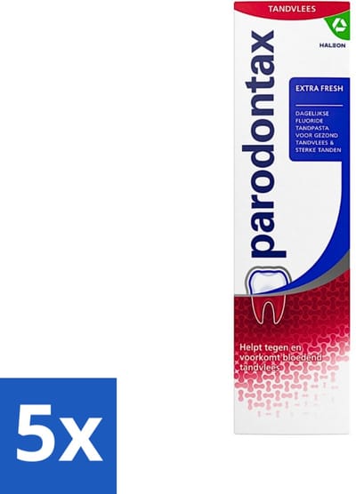 5 x Parodontax - Tandpasta - Extra Fresh - Verfrissende Reiniging - 75 ml - Tandpasta - Tandvlees - Bloedend Tandvlees - Frisse Adem - Mondverzorging