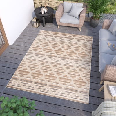 Tapiso Patio Indoor Tapijt Beige Tuintapijt Buitenkleed Modern Buiten Outdoor Maat- 80x150