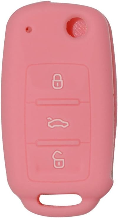 SnelShoppen - Silicone Autosleutelhoes voor Volkswagen Polo Passat B5 Golf 4 5 6 Jetta Mk6 Tiguan Gol CrossFox Plus Eos Scirocco Beetle - Roze, Lichtg