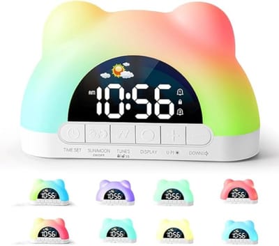 Digitale kinderwekker met slaaptrainingsfunctie en nachtlampje