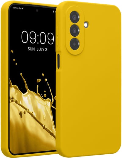 kwmobile telefoonhoesje geschikt voor Samsung Galaxy A27 5G - TPU backcover met siliconen coating - Smartphone case in stralend geel