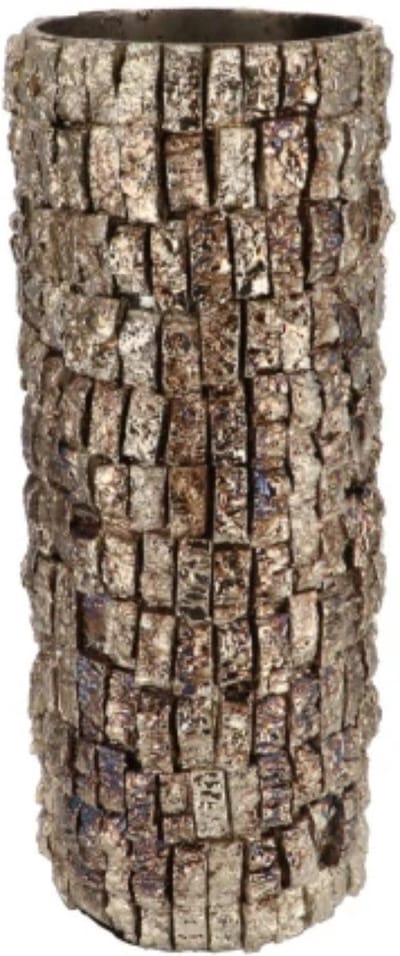 NEPAL IRON VAAS BIRCH MOSAIC 13X13X36CM