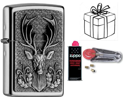 Geschenkset Zippo- ZIPPO met ZIPPO BENZINE en Vuursteentjes-uniek cadeau