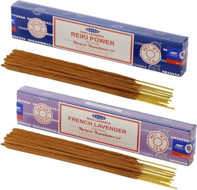 Satya Wierook cadeauset - 2x geurstokjes - Reiki Power en Lavendel geur - Meditatie
