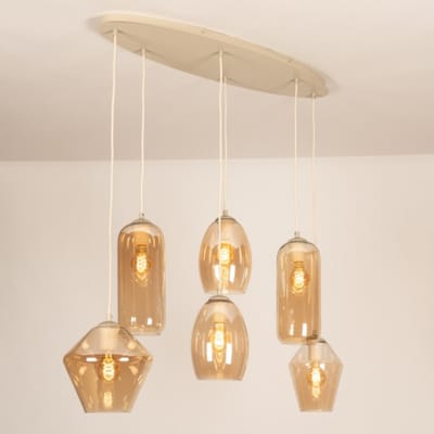 Lumidora Hanglamp 75529 - NAPELS - 6 Lichts - E27 - Beige - Zand - Metaal