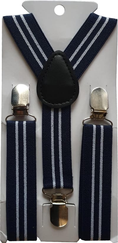 Fako Fashion - Kinder Bretels - Kinderbretels - Print - Streep - 65cm - Navy Blauw/Wit