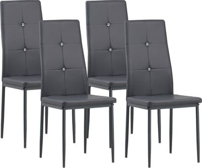 Albatros eetkamerstoelen DIAMOND set van 4, Grijs - Edele diamant look eetkamerstoelen set van 4