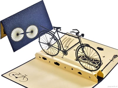 Popcards popupkaarten - Klassieke fiets herenfiets pop-up kaart