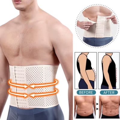Mannen Taille Trainer Riem XXL – Afslankende Body Shaper Korset voor Buik – Buikshaper met Compressie – Buikcontrole en Trimmer voor Fitness en Gewichtsverlies-Beige