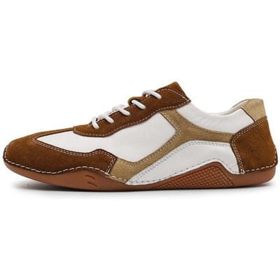 Mode Heren Casual Hardloopschoenen Ademend Comfortabel Mesh Voering Sneakers Hoge Kwaliteit Leren Sneakers Maat 46 46 bruin