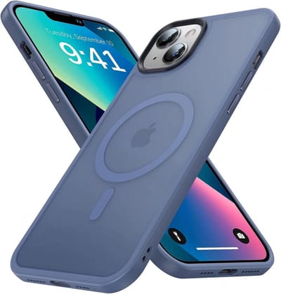 Hoesje Geschikt voor Apple iPhone 13 - Compatibel met MagSafe - Matte Beschermhoes - Back Cover met Magneet - Geschikt voor Draadloos Opladen met Magnetische Ring - Blauw