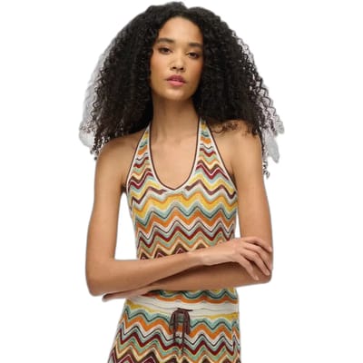 Zigzag gebreide top met een lage hals en open rug voor vrouwen Superdry