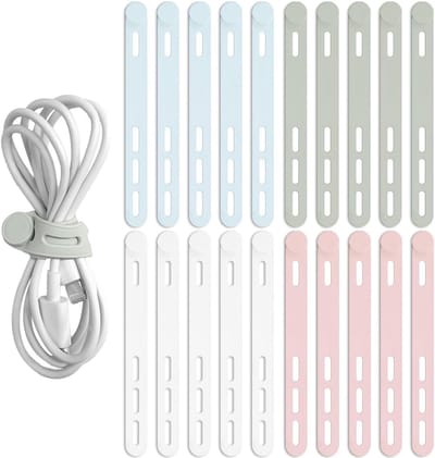 Allecto Plus - 16 stuks herbruikbare siliconen kabelbinders in 4 kleuren. Ideaal voor audiokabels, computers en meer