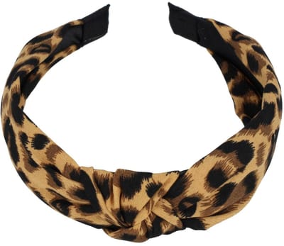 Haarsoires Haarband Diadeem 3cm – Knoop - Panterprint Stof – Zwart Bruin - Zachte Haarbeugel - voor Dames & Meisjes - Comfortabel voor Dames & Meisjes - Universele Maat