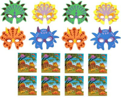 Maskers Foam Dinosaurus | 8 Dinomaskers met 8 Gratis Dino Stickervellen