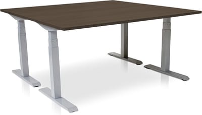 Zit-sta bureau elektrisch verstelbaar - MRC PRO NEN-EN 527 | 160x80 cm | frame aluminium - blad bruin eiken - met kabelmanagement | memory functie met USB | 150kg draagvermogen