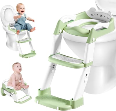 Kinder toiletbril - Potjestrainer trapje - Zindelijkheidstraining - 3-in-1 multifunctioneel - 5-voudig verstelbaar - Groen