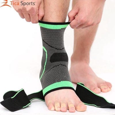Enkelbraces - Universeel (enkelbrace rechts & links) - Verstelbare enkelbandage - Enkel Ondersteuning - Groen / Zwart - Large