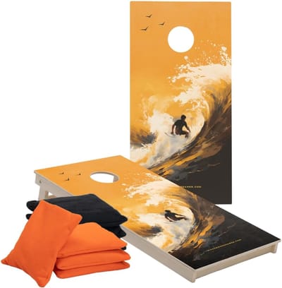 Complete Cornhole Set - Gooispel Set - Buitenfeestjes Outdoor - Officieel formaat borden - 120x60cm - Beige Surf