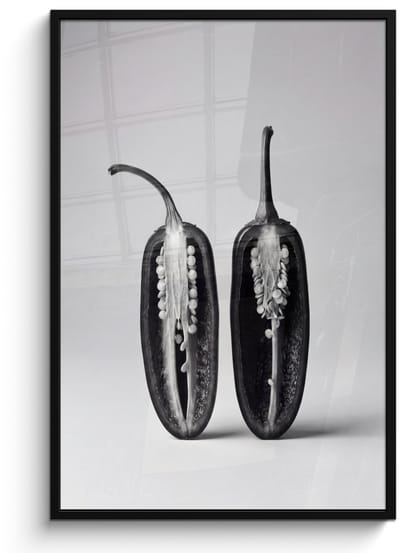Poster in lijst - Fotolijst 80x120 cm - Posters - Pepers - Zwart - Wit - Zaadlijsten - Posterlijst zwart - Decoratie - Wanddecoratie woonkamer - Muurdecoratie slaapkamer