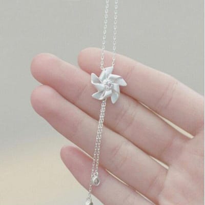 Persoonlijkheid Gardenia Bloem Kettingen & Hangers Voor Vrouwen Windmolen Kraag Ketting 925 Sterling Zilveren Sieraden Collier Xl117 gray