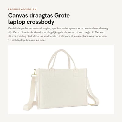 Dailygoods- Draagtas Grote Capaciteit - Laptop Draagtas - Crossbody Tas - Handtas - Strandtas - Hoogwaardig Canvas 17 Liter - Laptoptas