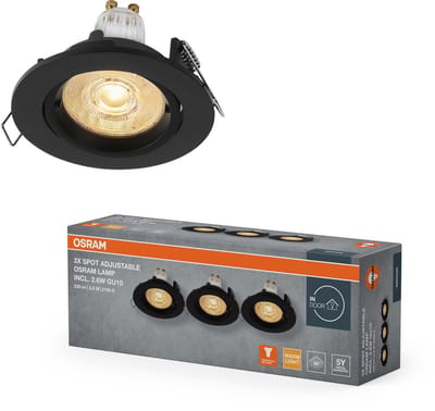 OSRAM Spot Set Twistlock LED inbouwspot flexibel zwart, 2,6W 2700K warm wit, aluminium, twistlock systeem