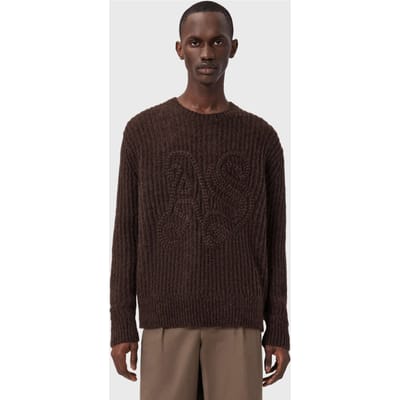 AllSaints Chainy Crew Rich Brown Taglia: XS | Maglioni a maglia Outlet | Uomo | Marrone