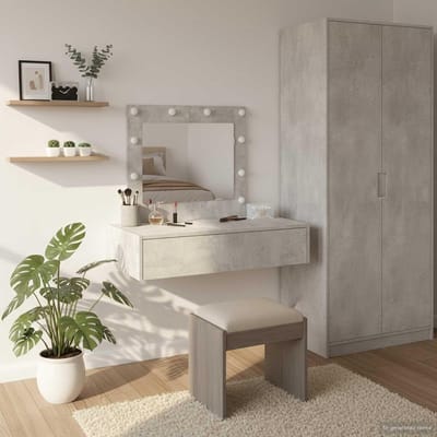 Toilettafel Kaptafel - Make-uptafel Slaapkamer - Make-up Aanbrengen - Matte Vingerafdrukbestendig - 83x40x70cm - Grijs