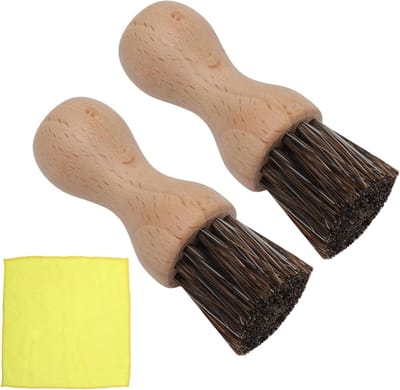 Set van 2 natuurlijke houten borstels voor groenten en paddenstoelen, inclusief microvezeldoek, milieuvriendelijk en ideaal voor het reinigen van groenten, fruit en aardappelen