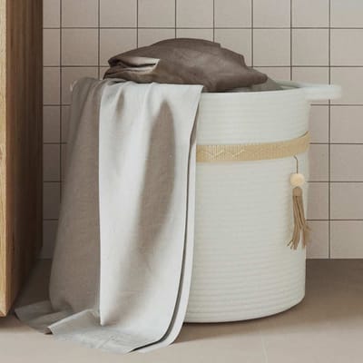 vidaXL - Opbergmand - Ø - 38x36 - cm - katoen - wit