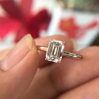 Klassiek Ontwerp Ingelegde Vierkante Witte Diamant Ringen Voor Vrouwen Verstelbaar Eenvoudig En Verfijnd Verlovings Trouw Sieraden resizable brown