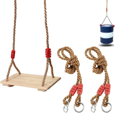 2 stuks boomschommeltouw, schommelophangriemen, in lengte verstelbaar nylon touw, hangmatstoelriemophangset voor buitenschommel/hangmat/speeltuinset Accessoires - Snelle installatie (bruin)