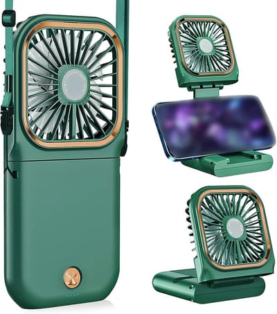 3000 mAh Draagbare Nekventilator – Mini Stille Opvouwbaar – USB-Oplaadbaar – Met Telefoonhouder – Vrijhandig – Voor Huis, Kantoor, Buiten en Reizen
