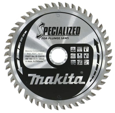 Makita Invalcirkelzaagblad voor hout | Specialized: Invalcirkelzaag | Ø 165mm Asgat 20mm 48T - B-33015