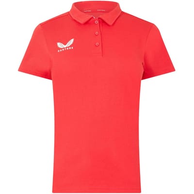 Castore Poloshirt met kraag en logo voor dames (Echt rood)