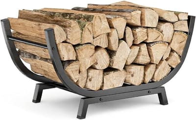 Houthaardrek - Houtmand - Haardhout Opslag - U-vormig Ontwerp - 77.5 x 33.5 x 43 cm - Zwart