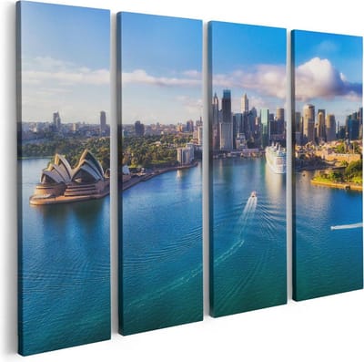 Artaza Canvas Schilderij Vierluik Sydney Stad bij de Haven - 80x60 - Foto Op Canvas - Canvas Print