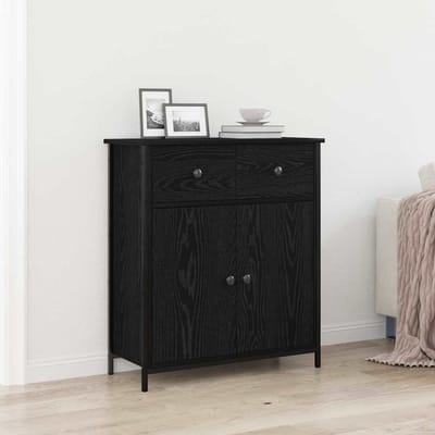 vidaXL - Dressoir - Zwart - Eiken - 70 - x - 30 - x - 80 - cm - Bewerkt - hout
