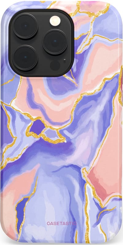 Casetastic hoesje geschikt voor Apple iPhone 14 Pro - MagSafe - Dubbellaagse bescherming - Riviergloed - Fashion Case - Lavendel Lichtgrijs Zand Lichtroze