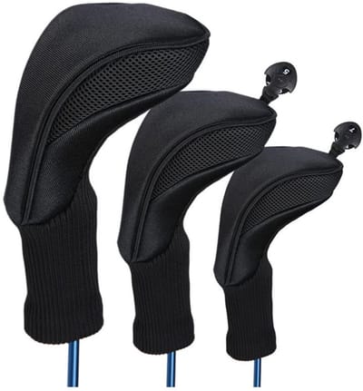 Dailygoody - Golf Driver Hout Hoofd Covers - Professionele Bescherming - Zwart - Golf Putter Hoofden - Set van 3 - Geschikt voor alle golfers