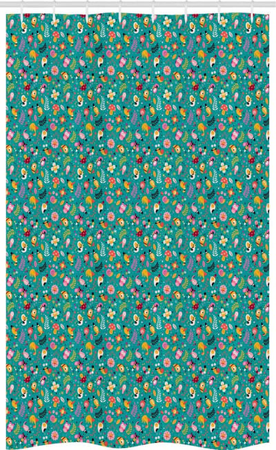 ABAKUHAUS Douchgordijn 120x180 cm – Multicolor Vogel/Bloem – Polyester