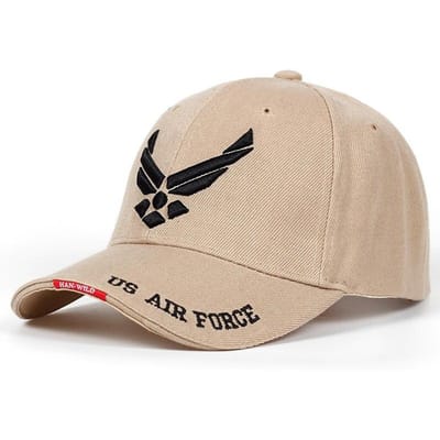 US Air Force V-Mark Borduur Baseballpetten Lente En Herfst Buiten Verstelbaar Casual Petten Zonbescherming Pet beige
