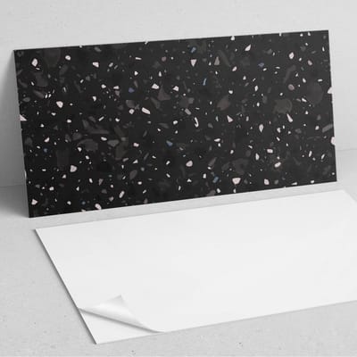 Coloray Wandpanelen Zelfklevend - Abstract terrazzo-patroon PVC Wandpaneel - 100 cm x 50 cm - Zwart Wandbekleding Zelfklevend - 1 stuk - Texturen Wandpanelen Zelfklevend - Keuken Wandpanelen - Wandpanelen Badkamer