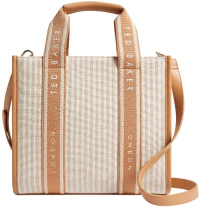 Ted Baker Handtas Schoudertas Harllee Striped Canvas Webbing Crossbody Bag Camel Beige