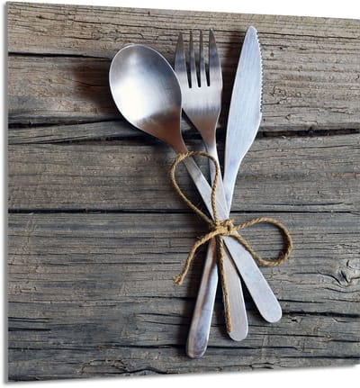 TMK ArtDeko - Keuken Glaspaneel - 60x65 cm - Sztućce - Beschermend en Decoratief