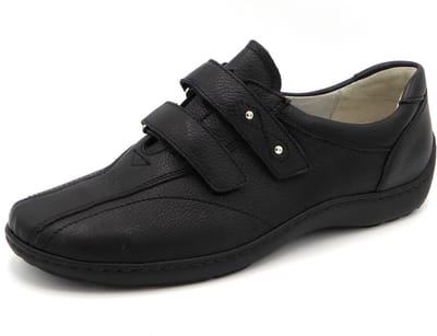 Waldläufer Dames Klittenbandschoen - 496301-001 Zwart - Wijdte H - Maat 6½