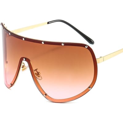 Oversized Randloos Schild Zonnebril Vrouw Man Nieuwste Éénstuk Lens Vizier Masker Winddicht Zwart Grote Zon Bril Zon Bril UV Bescherming 400